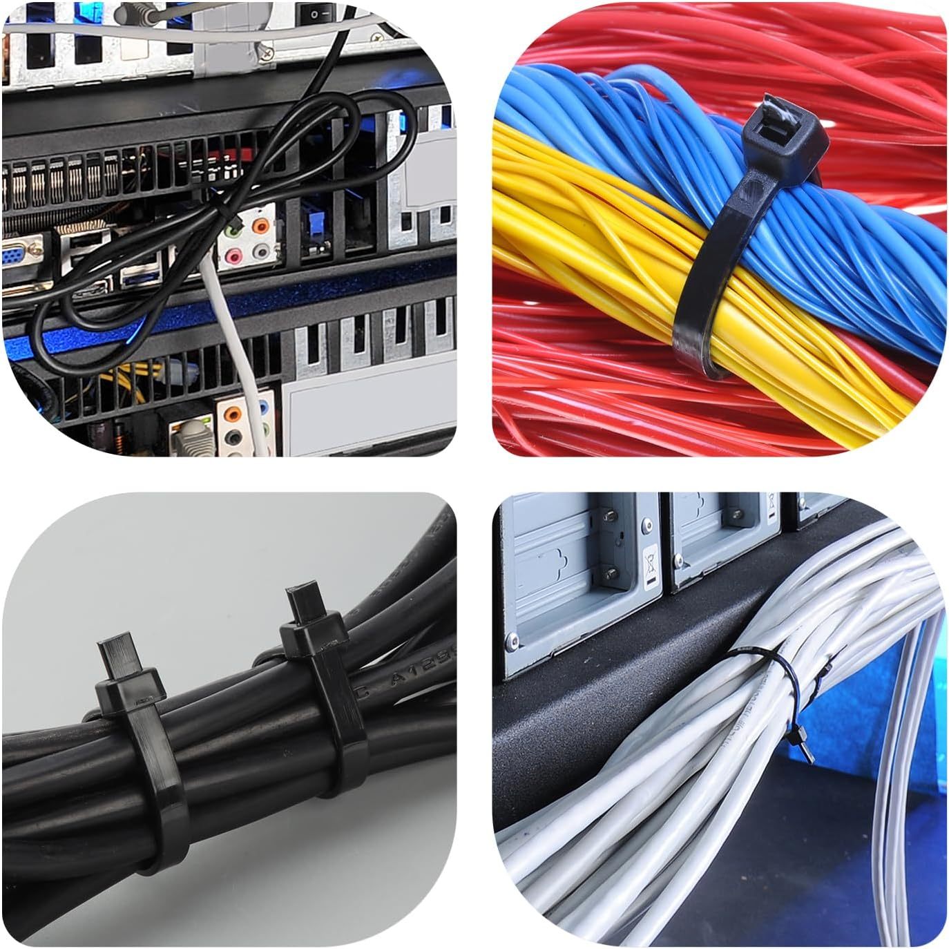 100PCS 18 inch Black Zip Ties Heavy Duty, 75LBS Tensile Strength, Self-Locking Heavy Duty UV Resistant Cable Ties for Indoor and Outdoor Use