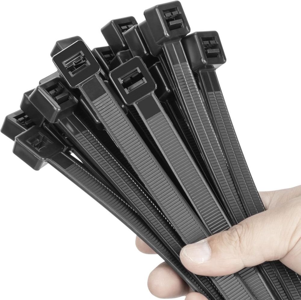 14 inch Black Large Zip Ties Heavy Duty (600 Pack), 2025 New Patented Design, 300 LBS Tensile Strength, Self-Locking Nylon PA66 Cable Ties for Indoor and Outdoor Use