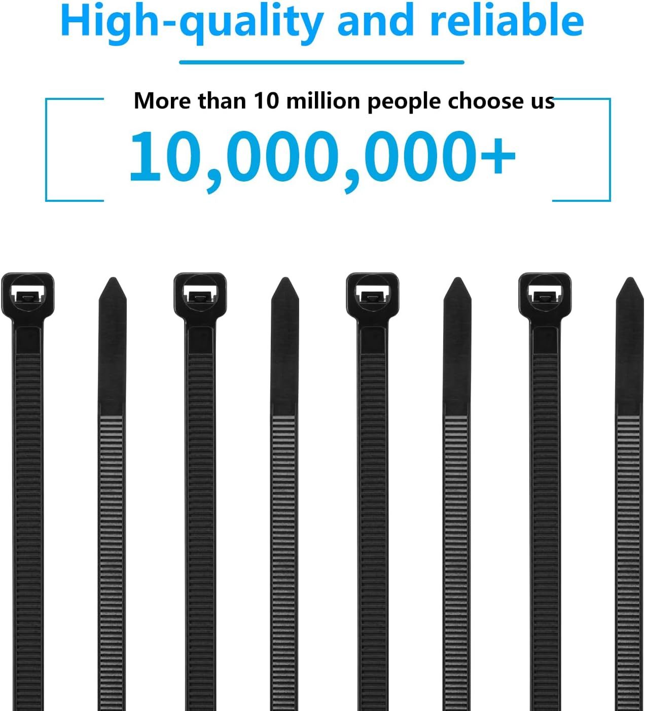 100PCS 18 inch Black Zip Ties Heavy Duty, 75LBS Tensile Strength, Self-Locking Heavy Duty UV Resistant Cable Ties for Indoor and Outdoor Use