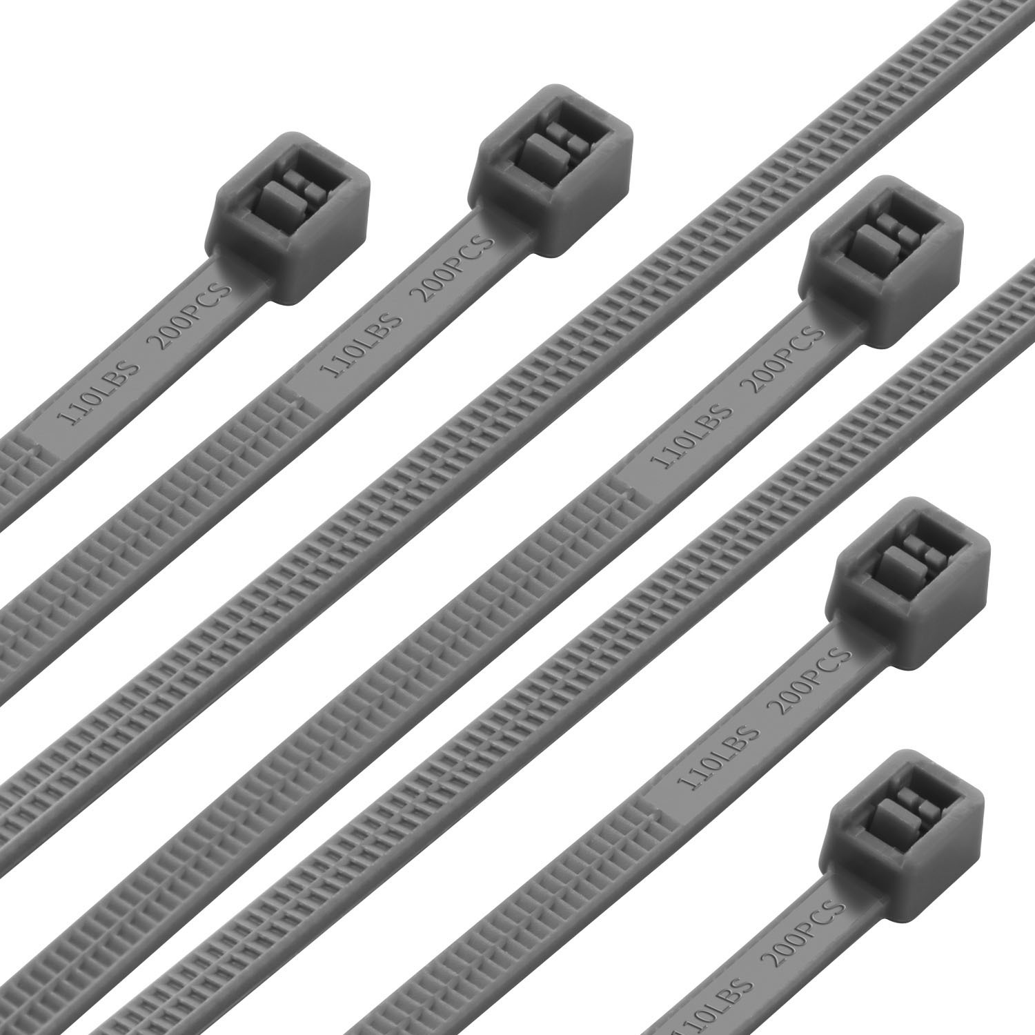 20 inch,Brown Heavy Duty Zip Ties - Dual Sided Teethed (200 /Pack), 110lbs