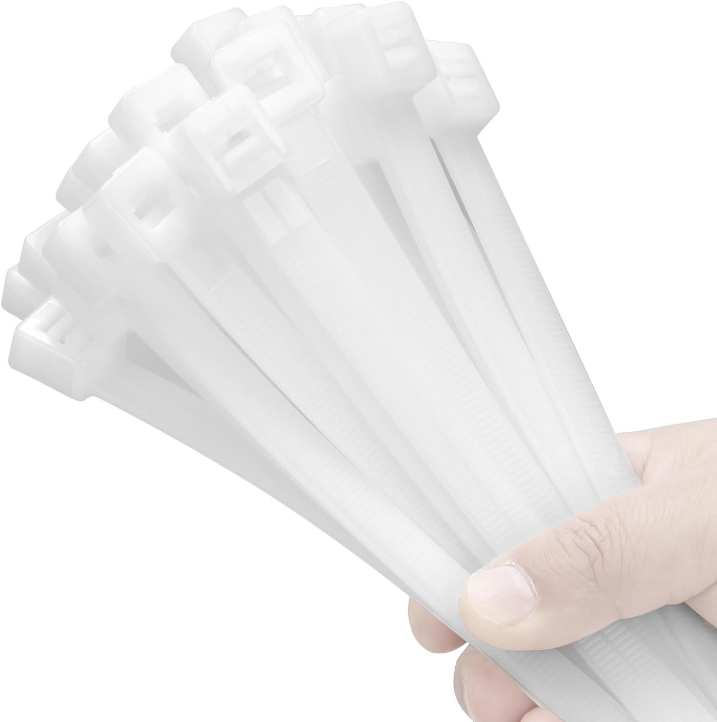 18 inch  (500 /Pack) 300 LBS, White Heavy Duty Zip Ties - Dual Sided Teethed