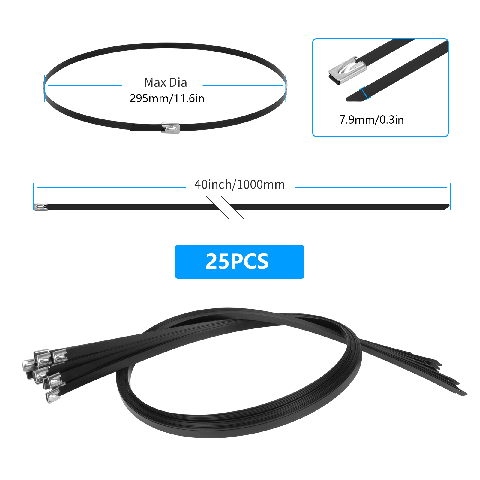 7.6MM Width Stainless Steel Zip Tie