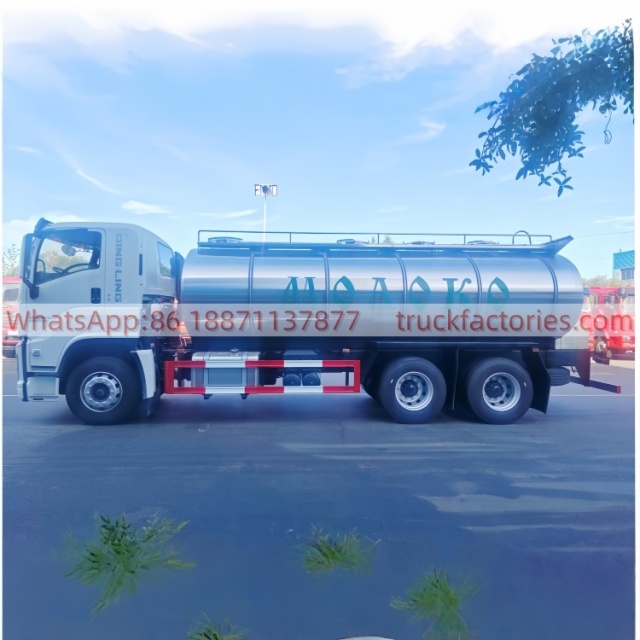 Large Isuzu Fresh Milk Transfer Vehicle, 15000L Sealed Pollution-Proof Milk Tank Transport Truck