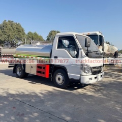 Foton 2000L Milk Tank Transport Truck, Food-grade Stainless Steel Fresh Milk Transport Vehicle