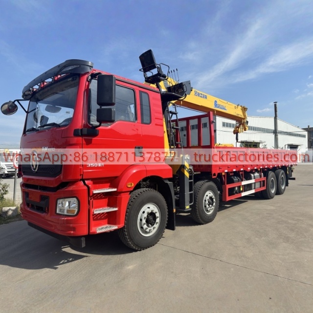 8×4直臂吊马槽货箱\陕汽随车起重卡车