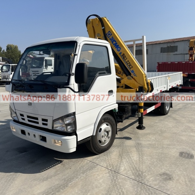 4×2折臂吊马槽货箱轻卡\2、白黄+老3.2折（五十铃）随车起重卡车