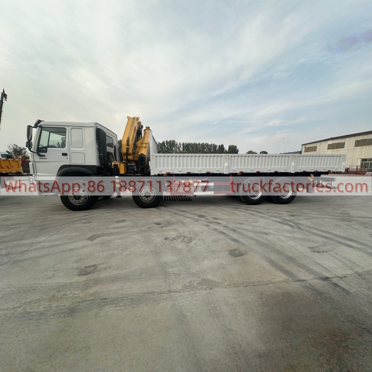 HOWO Crane Mounted Truck, Lorry-mounted Crane Truck, Folding Boom Crane, Flatbed Lorry-mounted Crane Truck