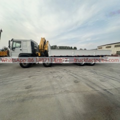 8×4折臂吊马槽货箱\4、重汽豪沃白黄+400折+430马力随车起重卡车