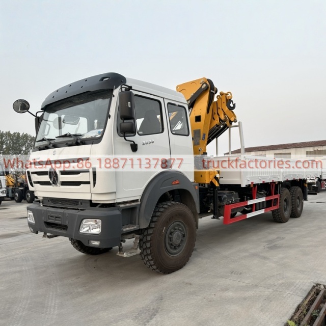 6×4折臂吊马槽货箱重汽\北奔随车起重卡车
