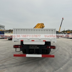 8×4折臂吊马槽货箱\重汽豪沃白黄+无标+N系列380马力随车起重卡车