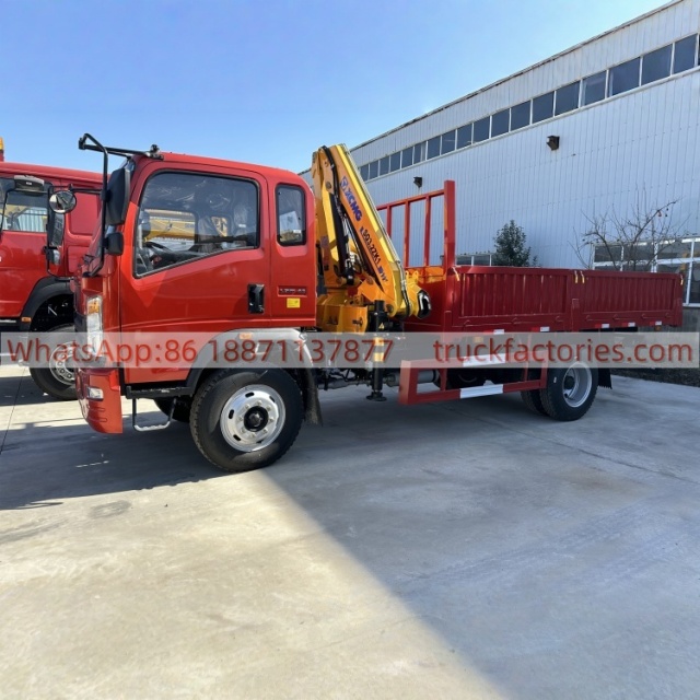 HOWO Crane Truck, Lorry-mounted Crane Truck, Folding Boom Crane, Flatbed Lorry-mounted Crane Truck