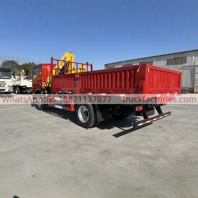 HOWO Crane Truck, Lorry-mounted Crane Truck, Folding Boom Crane, Flatbed Lorry-mounted Crane Truck