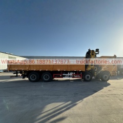 8×4折臂吊马槽货箱\1、陕汽黄黄+450折+F3000随车起重卡车