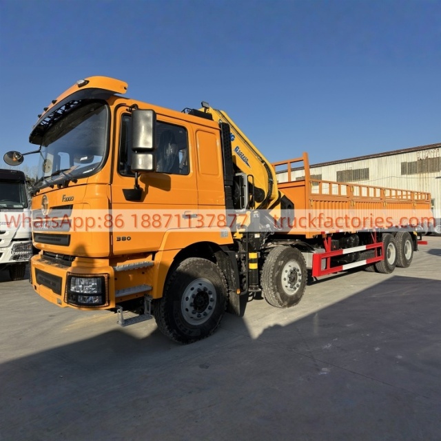 8×4折臂吊马槽货箱\1、陕汽黄黄+450折+F3000随车起重卡车