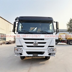 6×4折臂吊马槽货箱重汽\14、重汽豪沃白黄+12折+380马力带护灯罩随车起重卡车