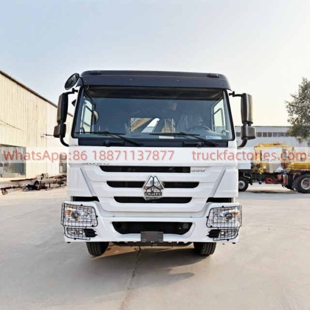 6×4折臂吊马槽货箱重汽\14、重汽豪沃白黄+12折+380马力带护灯罩随车起重卡车