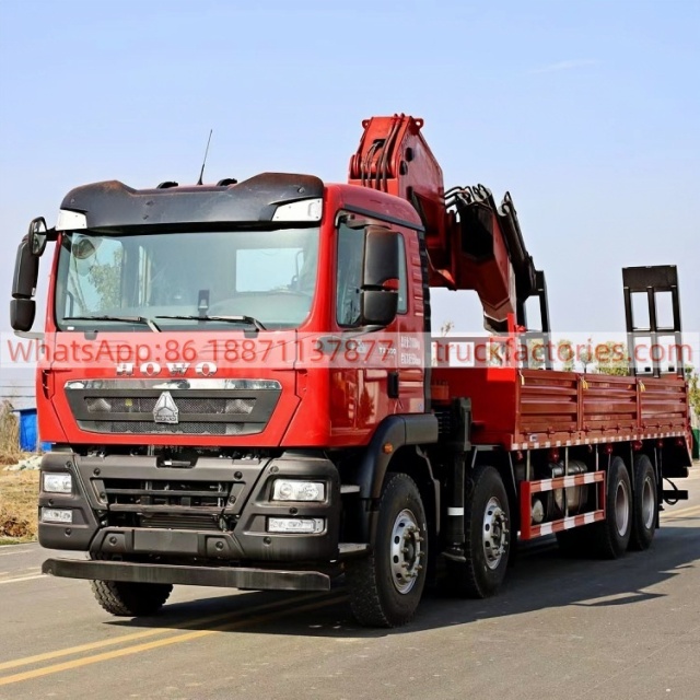 HOWO Truck-mounted Crane Transport Vehicle, Truck-mounted Crane, Straight-arm Crane, Flatbed Truck-mounted Crane