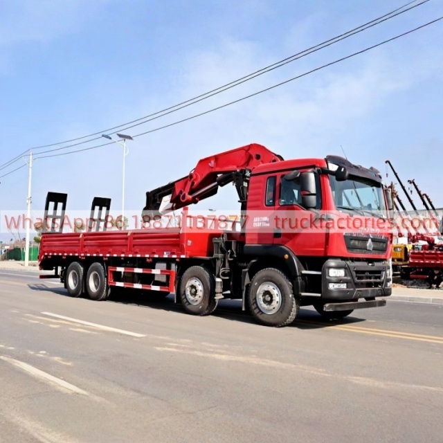 HOWO Truck-mounted Crane Transport Vehicle, Truck-mounted Crane, Straight-arm Crane, Flatbed Truck-mounted Crane