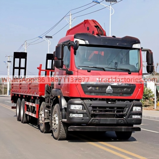 HOWO Truck-mounted Crane Transport Vehicle, Truck-mounted Crane, Straight-arm Crane, Flatbed Truck-mounted Crane