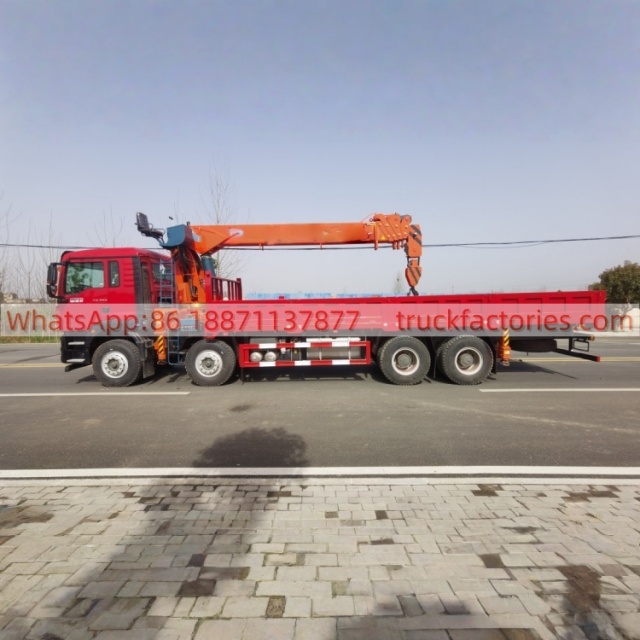 16.重汽前四后八14吨5节臂随车起重卡车