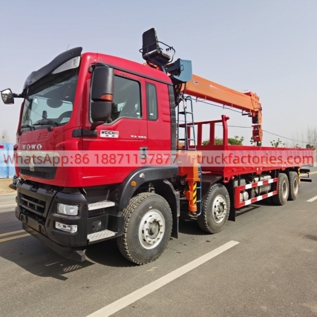 16.重汽前四后八14吨5节臂随车起重卡车
