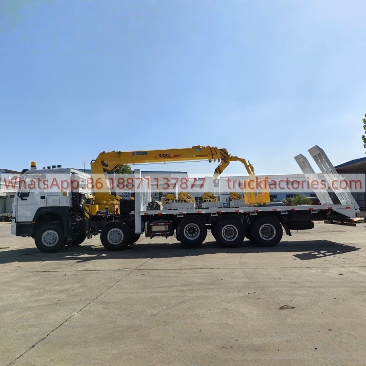 8×4直臂吊平板或爬梯随车起重卡车