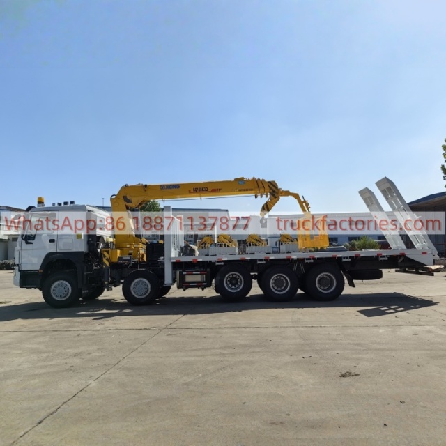 8×4直臂吊平板或爬梯随车起重卡车