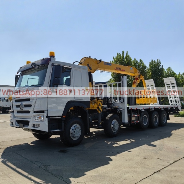 8×4直臂吊平板或爬梯随车起重卡车