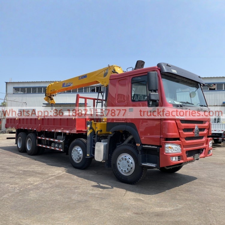 HOWO Truck-mounted Crane Transport Vehicle, Straight Boom Crane Flatbed Truck-mounted Crane