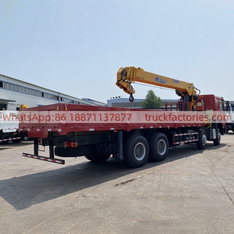 HOWO Truck-mounted Crane Transport Vehicle, Straight Boom Crane Flatbed Truck-mounted Crane