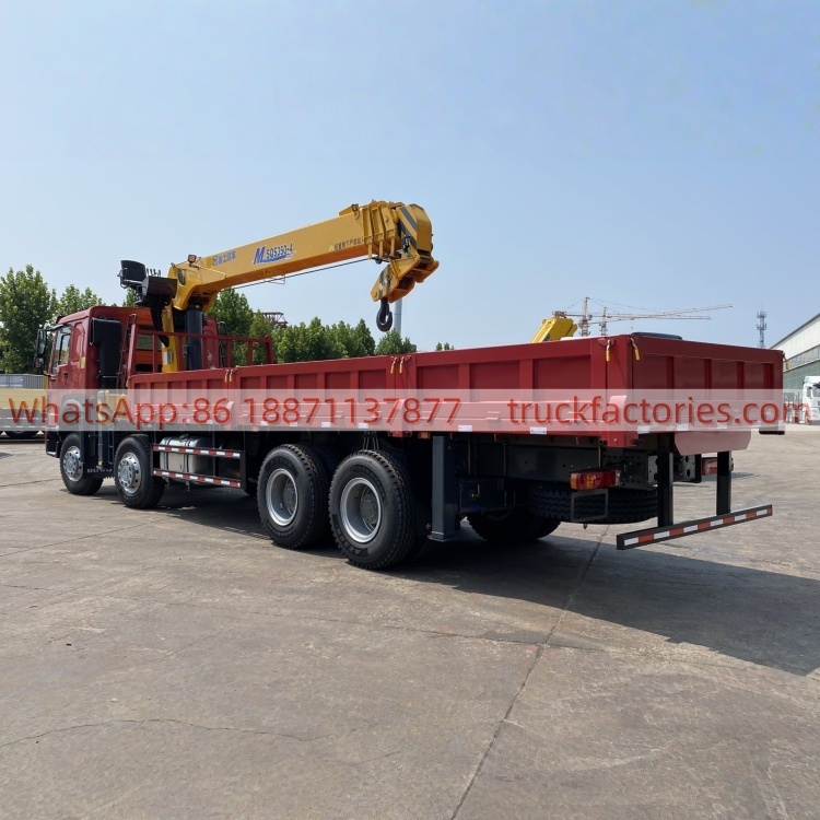 HOWO Truck-mounted Crane Transport Vehicle, Straight Boom Crane Flatbed Truck-mounted Crane
