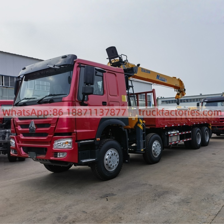 HOWO Truck-mounted Crane Transport Vehicle, Straight Boom Crane Flatbed Truck-mounted Crane