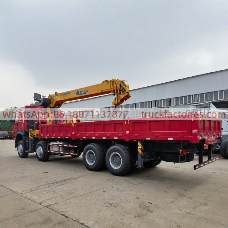 HOWO Truck-mounted Crane Transport Vehicle, Straight Boom Crane Flatbed Truck-mounted Crane