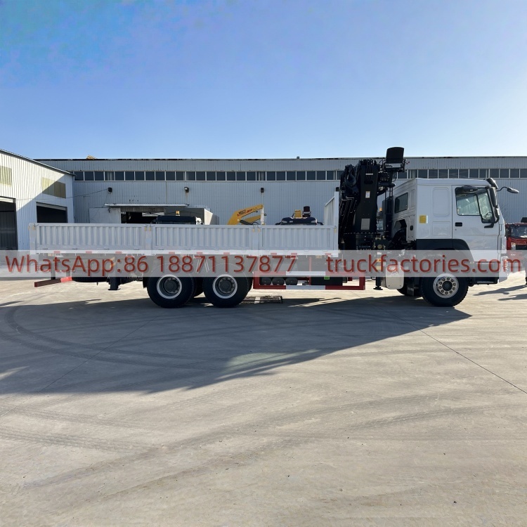 HOWO Crane Truck, Lorry-mounted Crane Truck, Folding Boom Crane, Flatbed Lorry-mounted Crane Truck