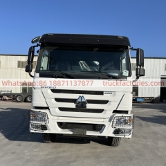 6×4折臂吊马槽货箱重汽\15、重汽豪沃白黑+400折+400马力随车起重卡车