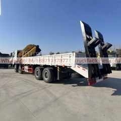 8×4折臂吊平板或爬梯\2、白黄+760折+豪沃400马力随车起重卡车