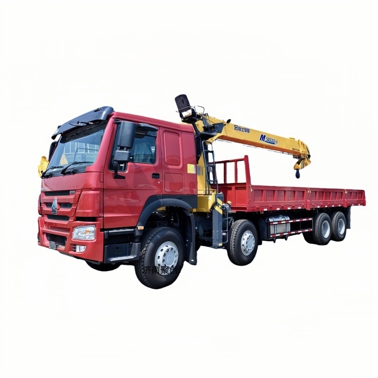 HOWO Truck-mounted Crane Transport Vehicle, Straight Boom Crane Flatbed Truck-mounted Crane
