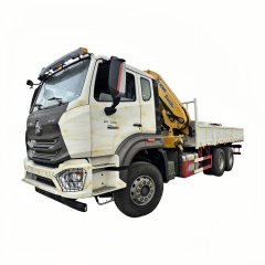 6×4折臂吊马槽货箱重汽\13、重汽豪沃白黄+200折+N系列340马力随车起重卡车