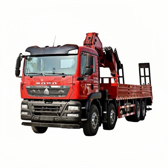 HOWO Truck-mounted Crane Transport Vehicle, Truck-mounted Crane, Straight-arm Crane, Flatbed Truck-mounted Crane