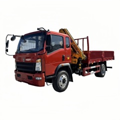 HOWO Crane Truck, Lorry-mounted Crane Truck, Folding Boom Crane, Flatbed Lorry-mounted Crane Truck