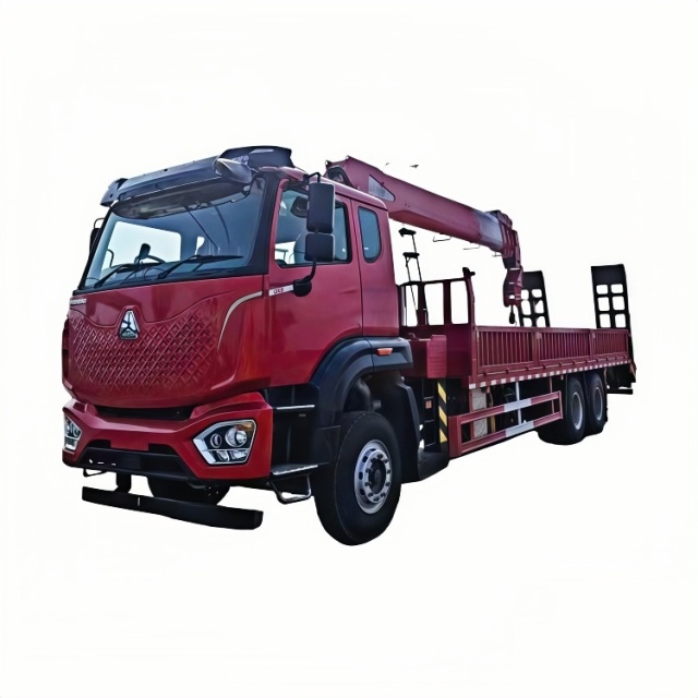 14.重汽后八轮12吨4节臂发财版带爬梯随车起重卡车