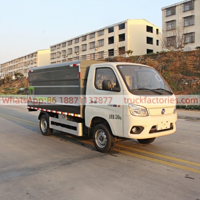福田102马力纯电动密闭式桶装垃圾卡车