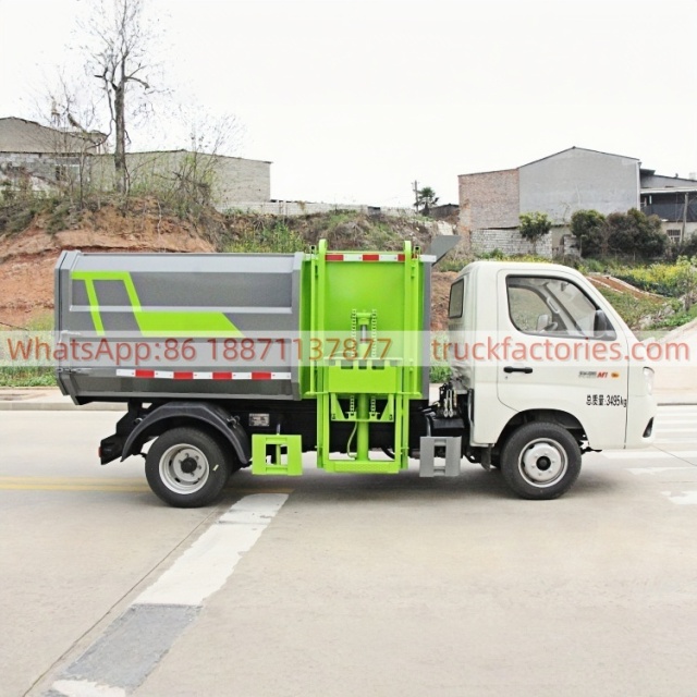 Foton Self-Loading Garbage Truck, Fully Automatic Bucket-Hanging Sanitation Garbage Transport Vehicle