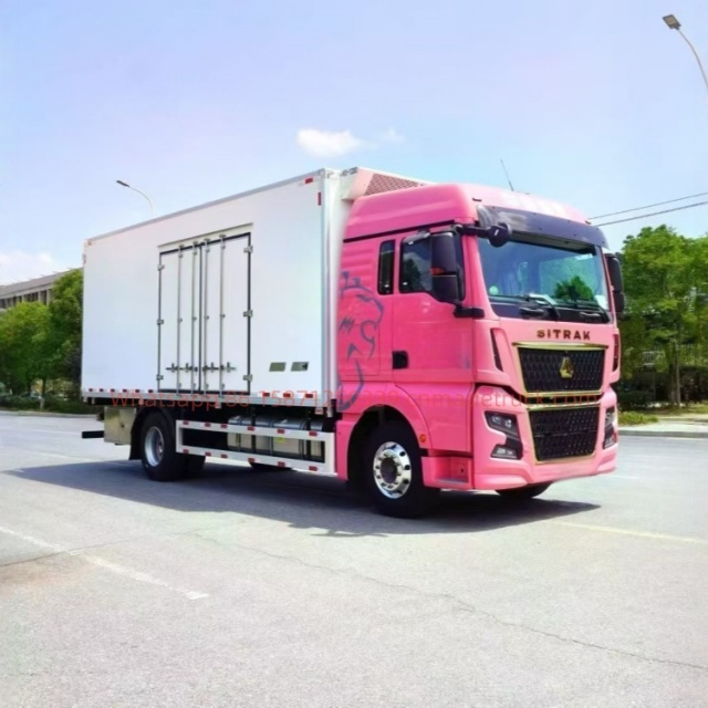 SINOTRUK SITRAK Refrigerated Truck (Pink) engine horsepower345hp emission standard Euro 6 maximum speed89Km/h