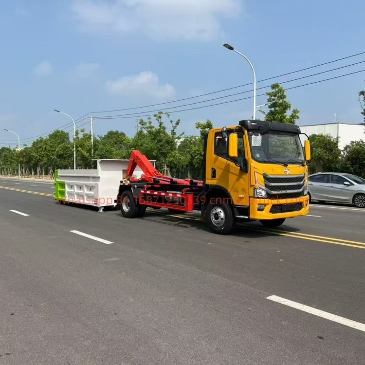 SAIC blue-plate heavy-duty hook-arm garbage truck with a 3800mm wheelbase and a 130-horsepower Weichai engine
