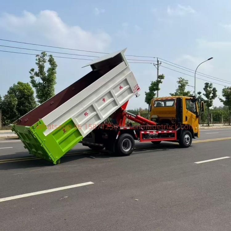 SAIC blue-plate heavy-duty hook-arm garbage truck with a 3800mm wheelbase and a 130-horsepower Weichai engine