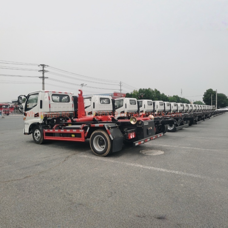JAC blue-plate hook-arm garbage truck, Yunnei 150 horsepower, wheelbase 3300 mm