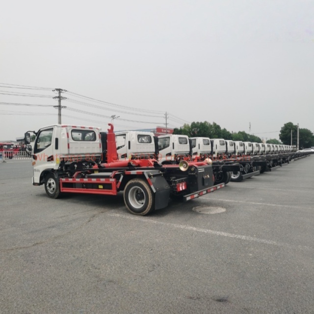 JAC blue-plate hook-arm garbage truck, Yunnei 150 horsepower, wheelbase 3300 mm