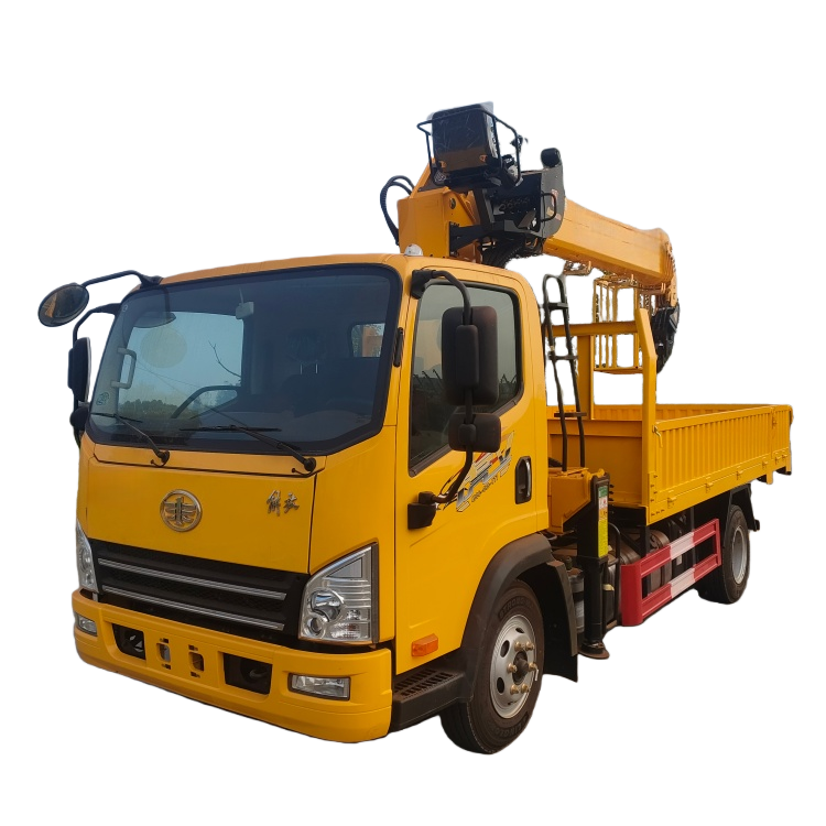 FAW truck-mounted crane transport truck, truck-mounted crane truck, straight arm crane, flatbed truck-mounted crane truck