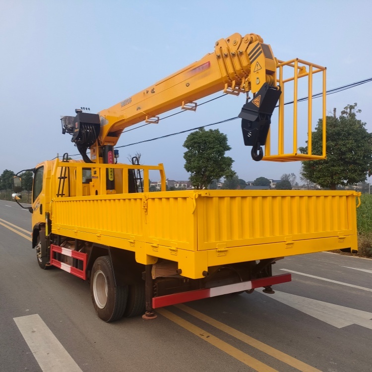 FAW truck-mounted crane transport truck, truck-mounted crane truck, straight arm crane, flatbed truck-mounted crane truck